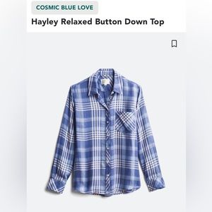 Cosmic Blue Love Haley Relaxed Button Down Top
